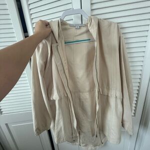 Light Beige Hooded Utility Jacket - Women